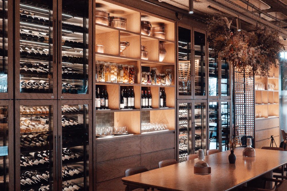 glass wall wine cellar